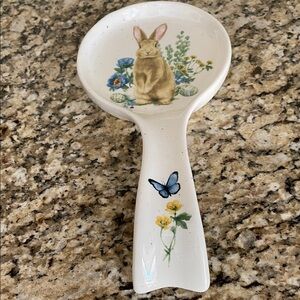 Easter Bunny Floral Spoon Rest